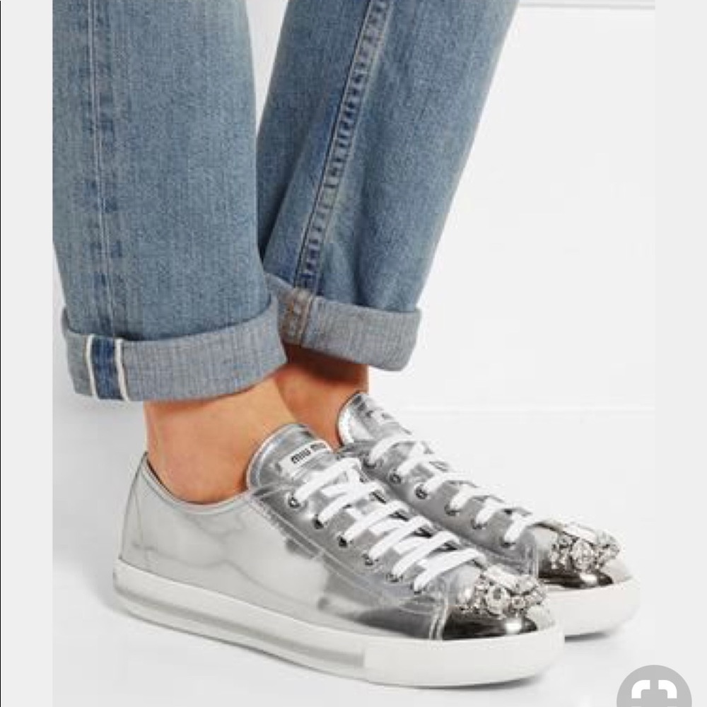 Miu Miu metallic jewel cap toe sneakers size 7.5
